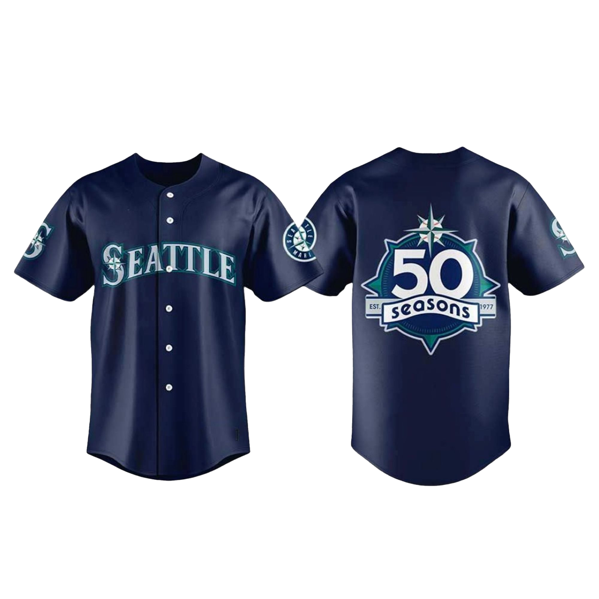 2026 Mariners 50th Seasons Celebration Weekend Baseball Jersey Navy 1 2026 Mariners 50th Seasons Celebration Weekend Baseball Jersey Navy