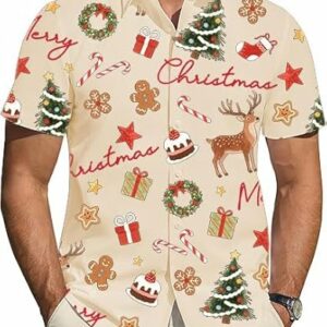 2025 Christmas Reindeer and Christmas Tree Hawaiian Shirt