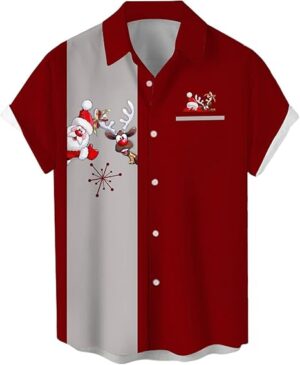 2025 Christmas Santa and Reindeer Holiday Hawaiian Shirt