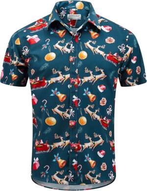 2025 Christmas Hawaiian Shirt Santa Vacation Party Button Down