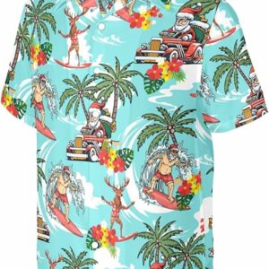 2025 Christmas Tropical Surfing Santa Holiday Hawaiian Shirt
