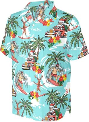 2025 Christmas Tropical Surfing Santa Holiday Hawaiian Shirt