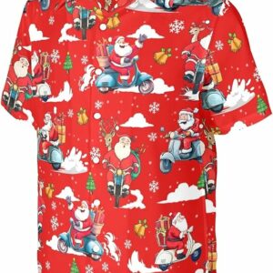 2025 Christmas Jolly Santa on Motorcycle Hawaiian Shirt
