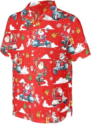 2025 Christmas Jolly Santa on Motorcycle Hawaiian Shirt