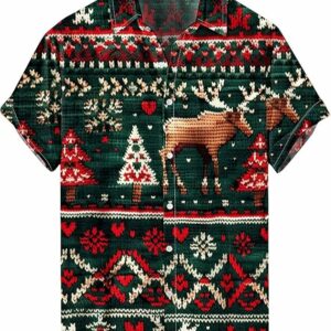 2025 Christmas Playful Reindeer Holiday Hawaiian Shirt