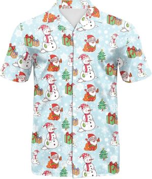 2025 Christmas Smiling Snowman Holiday Hawaiian Shirt