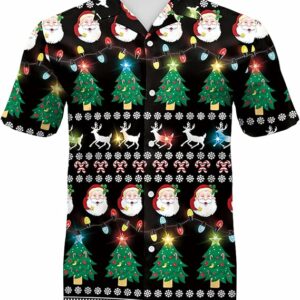 2025 Christmas Jolly Santa and Christmas Tree Hawaiian Shirt