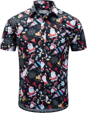2025 Santa Hawaiian Christmas Shirt - Holiday Button Down for Vacation