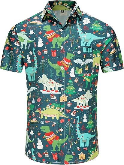 2025 Christmas Dinosaur and Holiday Spirit Hawaiian Shirt 1 2025 Christmas Dinosaur and Holiday Spirit Hawaiian Shirt
