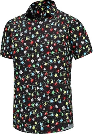 2025 Christmas Tree Light String Holiday Hawaiian Shirt