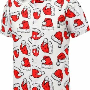 2025 Christmas Simple White Santa Hat Hawaiian Shirt