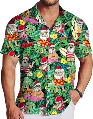 2025 Christmas Tropical Holiday Santa Hawaiian Shirt