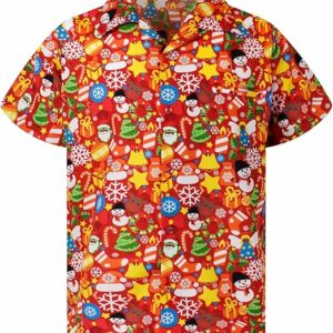 2025 Christmas Holiday Icons Hawaiian Shirt Red