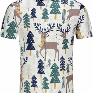 2025 Christmas Merry Reindeer in Pine Forest Hawaiian Shirt