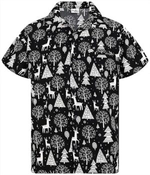 2025 Christmas Santa Tree and Reindeer Hawaiian Shirt