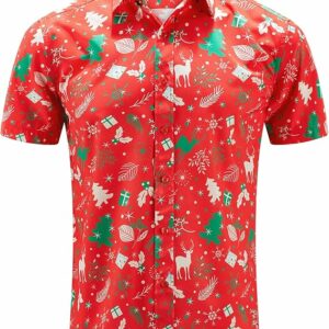 2025 Christmas Hawaiian Shirt Tropical Santa Holiday Button Down
