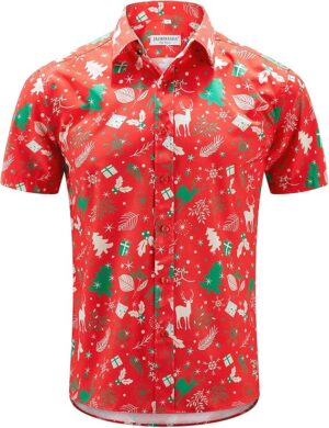 2025 Christmas Hawaiian Shirt Tropical Santa Holiday Button Down