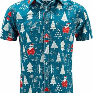 2025 Santa Hawaiian Shirt – Casual Christmas Vacation Button Down