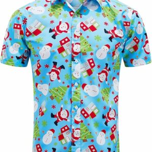 2025 Christmas Hawaiian Shirt – Button Down Santa Vacation Shirt