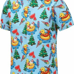 2025 Christmas Santa Relaxing on Duck Float Hawaiian Shirt