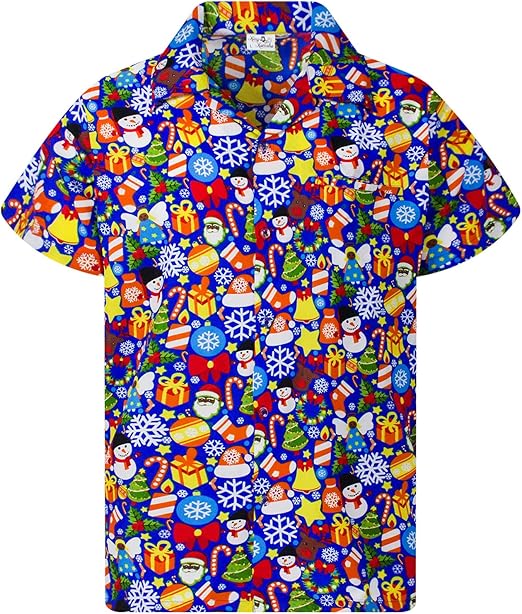 2025 Christmas Holiday Icons Hawaiian Shirt Blue 1 2025 Christmas Holiday Icons Hawaiian Shirt Blue