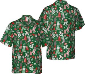 2025 Christmas Hawaiian Shirt Red and Green Christmas Socks Hawaii Shirt