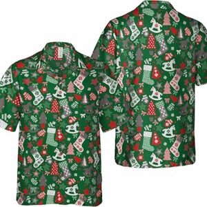 2025 Christmas Hawaiian Shirt Red and Green Christmas Socks Hawaii Shirt