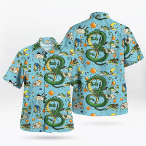 Aqua Blue Shenron Dragon Ball Z Hawaiian Shirt