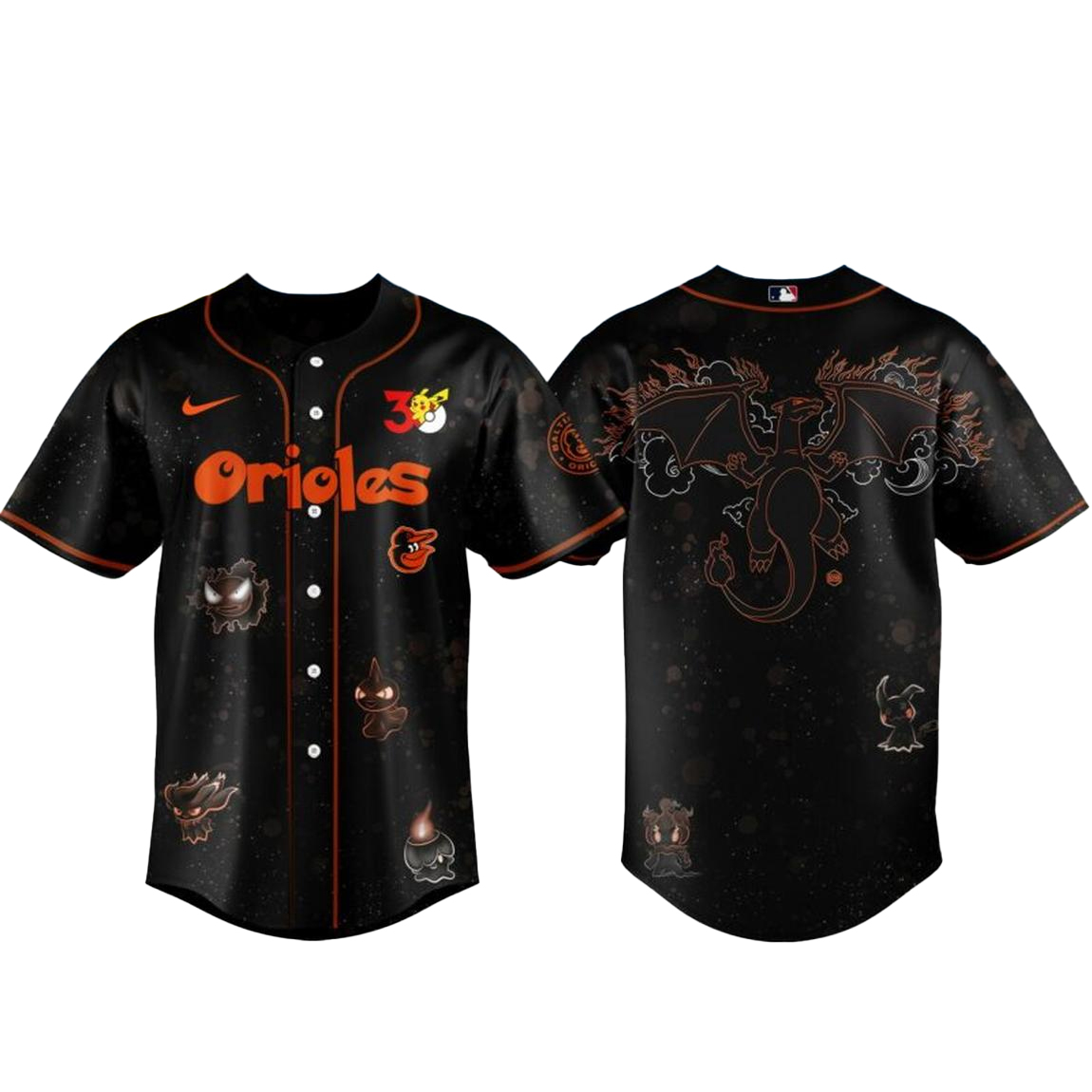 Baltimore Orioles Pokemon 30th Anniversary 1996-2026 Baseball Jersey 1 Baltimore Orioles Pokemon 30th Anniversary 1996-2026 Baseball Jersey