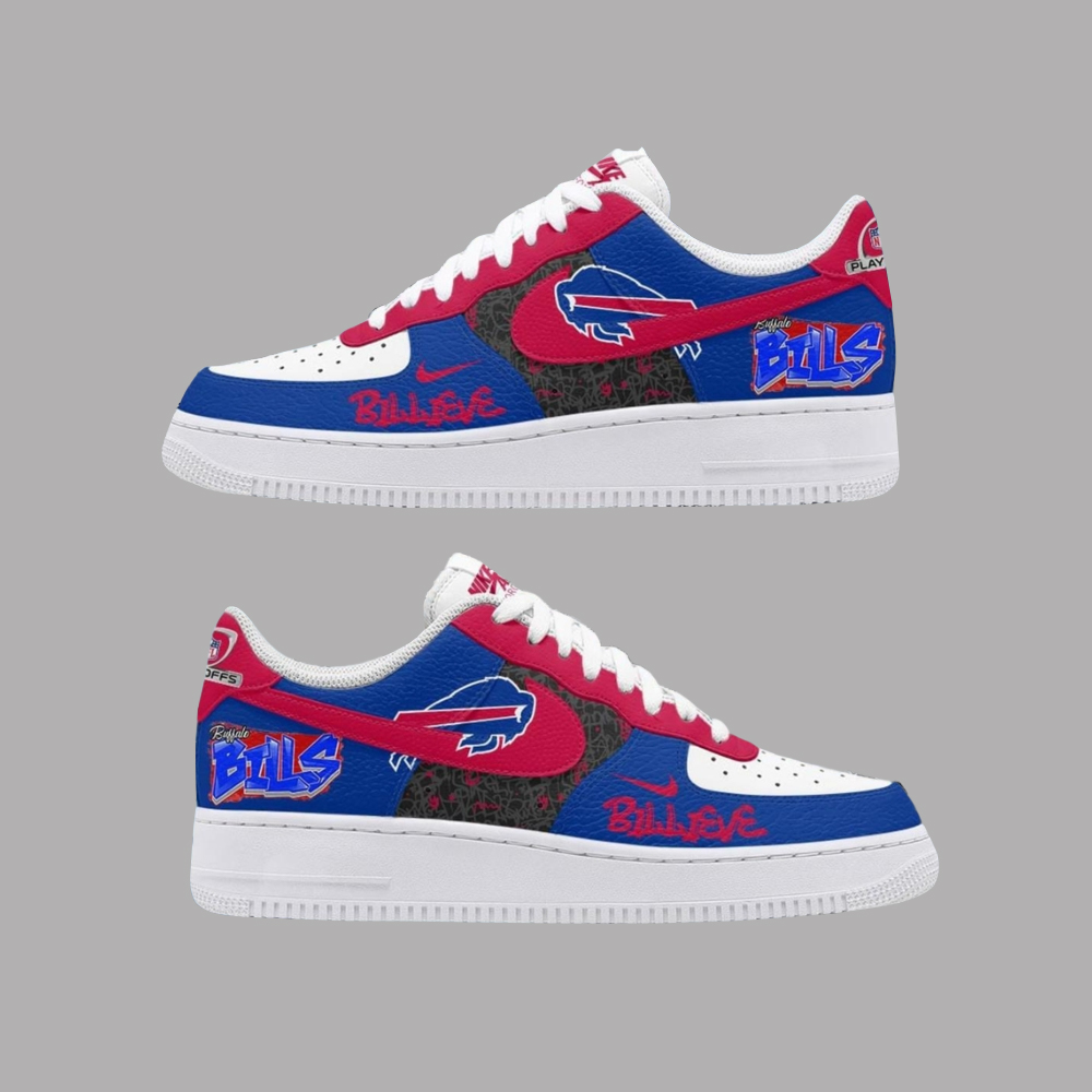 Buffalo Bills Go Playoffs Air Force 1 Shoes Sneakers 1 Buffalo Bills Go Playoffs Air Force 1 Shoes Sneakers