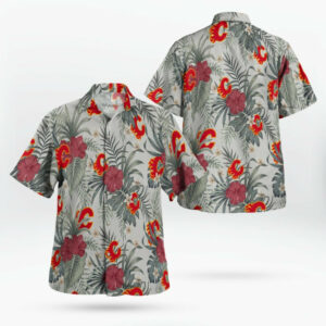 Calgary Flames Hawaiian Shirt - Hibiscus Designs