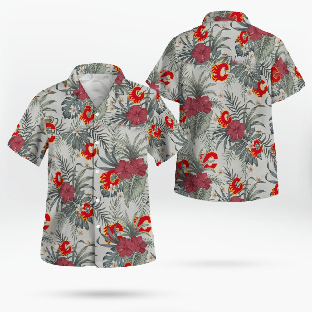 Calgary Flames Hawaiian Shirt - Hibiscus Designs 3 Calgary Flames Hawaiian Shirt - Hibiscus Designs - Image 3