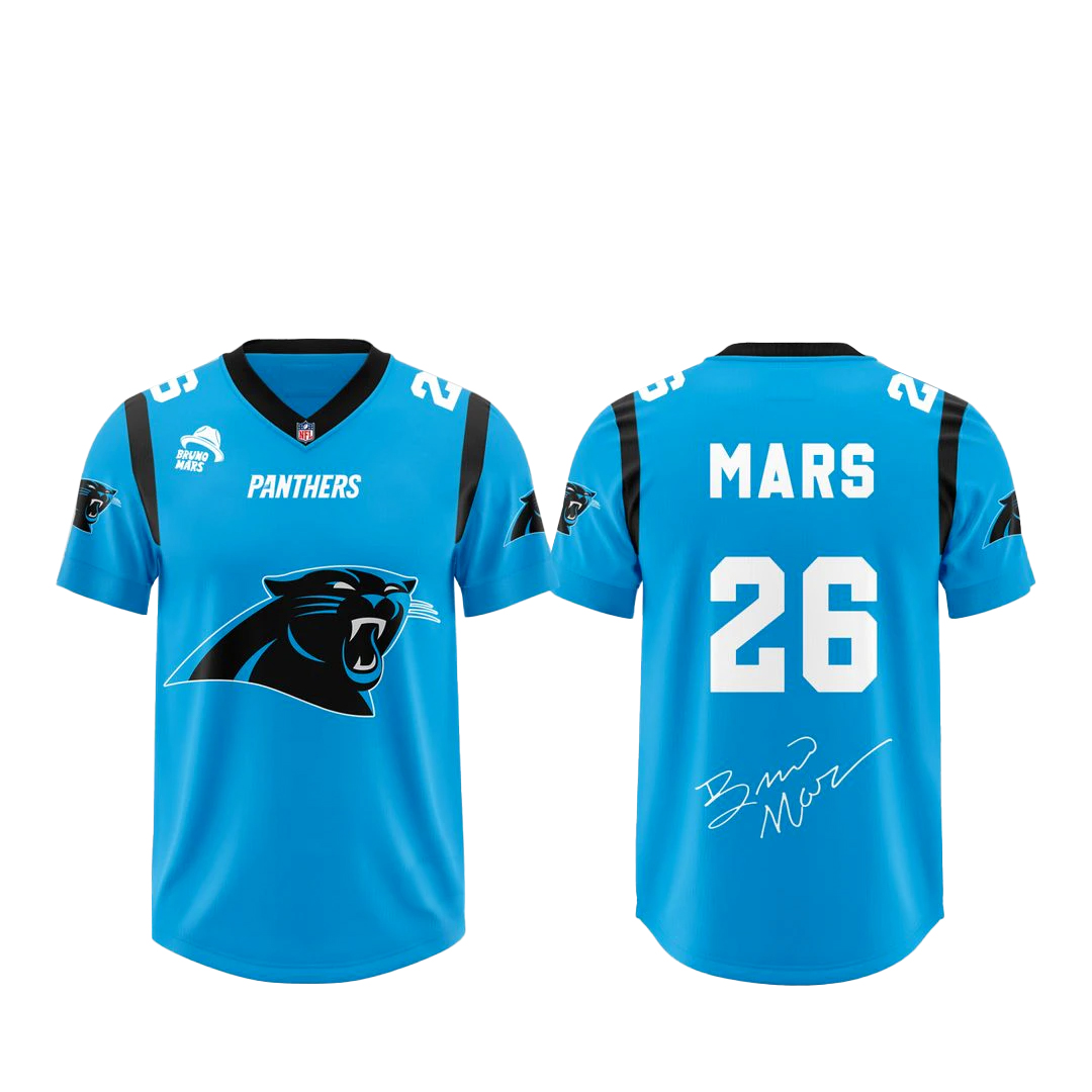 Carolina Panthers x Bruno Mars The Romantic Tour 2026 Football Jersey 1 Carolina Panthers x Bruno Mars The Romantic Tour 2026 Football Jersey