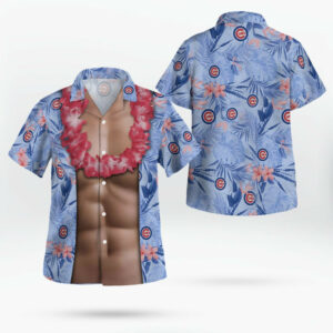 Chicago Cubs Chest Illusion Blue Aloha Hawaiian Shirt