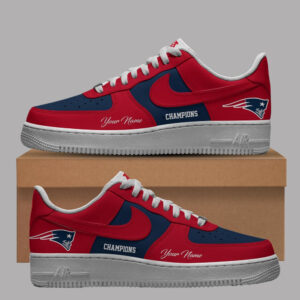 Custom Name New England Patriots 2025 AFC Conference Champions Air Force 1 Shoes Sneakers