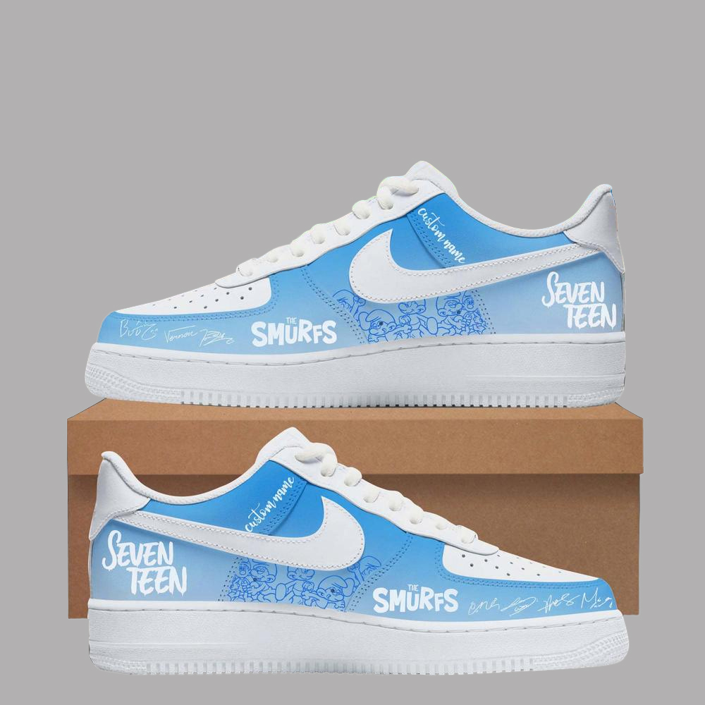 Custom Name The Smurfs x Seventeen Air Force 1 Shoes Sneakers 1 Custom Name The Smurfs x Seventeen Air Force 1 Shoes Sneakers