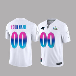 Custom Name and Number Carolina Panthers Super Bowl LX White Football Jersey