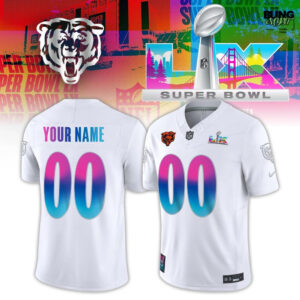 Custom Name and Number Chicago Bears Super Bowl LX White Football Jersey