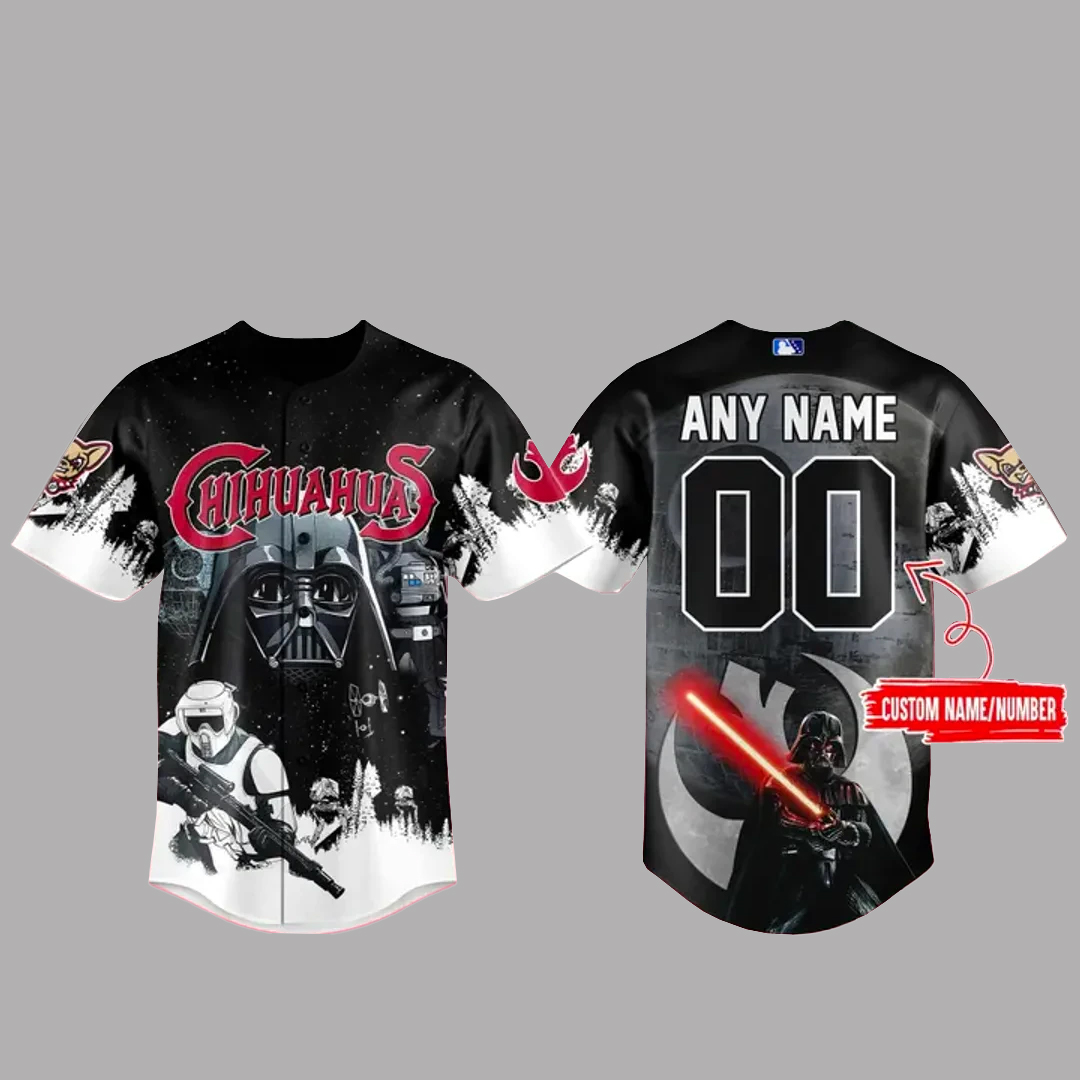 Custom Name and Number El Paso Chihuahuas Star Wars Night 2026 Baseball Jersey 1 Custom Name and Number El Paso Chihuahuas Star Wars Night 2026 Baseball Jersey
