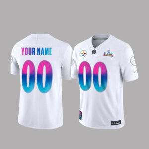 Custom Name and Number Pittsburgh Steelers Super Bowl LX White Football Jersey