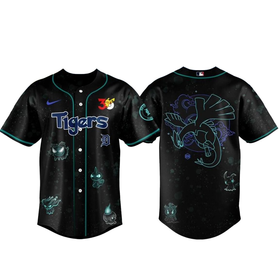 Detroit Tigers Pokemon 30th Anniversary 1996-2026 Baseball Jersey 1 Detroit Tigers Pokemon 30th Anniversary 1996-2026 Baseball Jersey