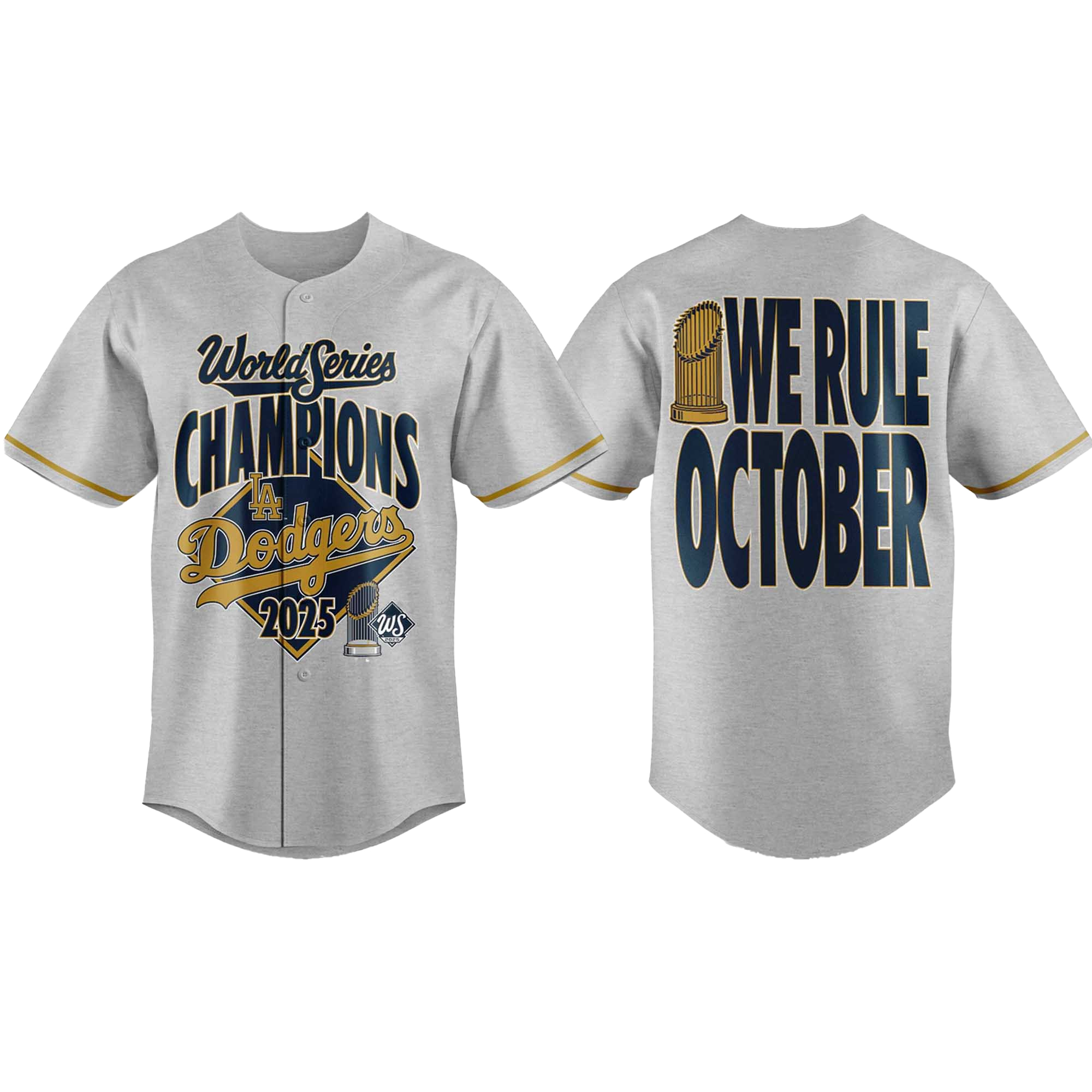 Dodgers We Rule October World Series Champions 2025 Baseball Jersey 1 Dodgers We Rule October World Series Champions 2025 Baseball Jersey