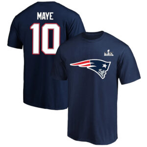 Drake Maye Navy New England Patriots Super Bowl LX Name & Number T-Shirt