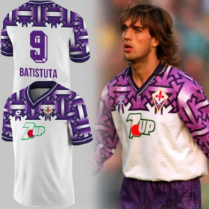 Fiorentina 1992 93 Away Kit 9 Batistuta Jersey ACF Fiorentina Merch Perfect Father's Day Gifts