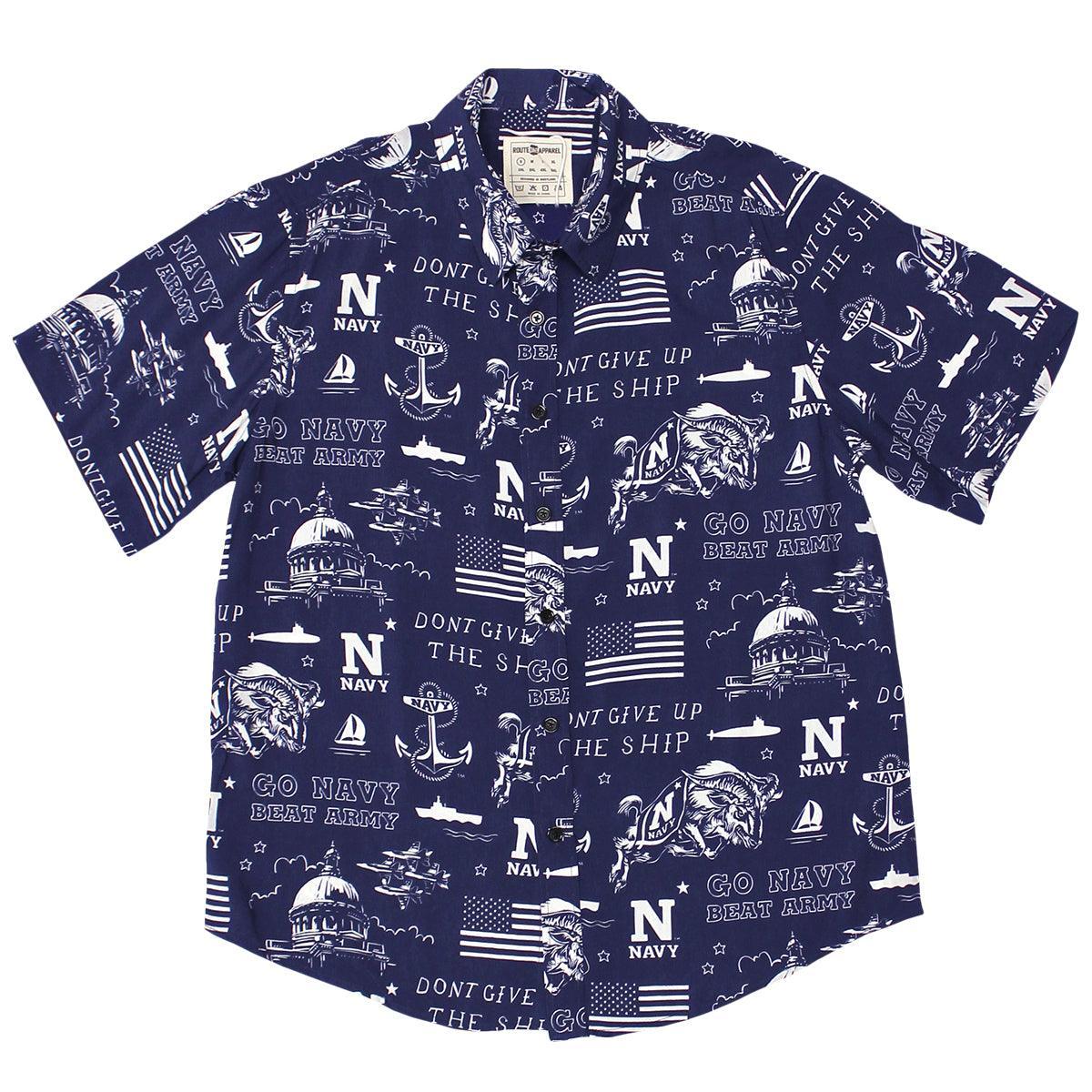 Go Navy Fan Pattern / Hawaiian Shirt 3 Go Navy Fan Pattern / Hawaiian Shirt - Image 3