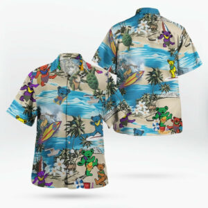 Grateful Dead Dancing Bears Color Hawaiian Shirt
