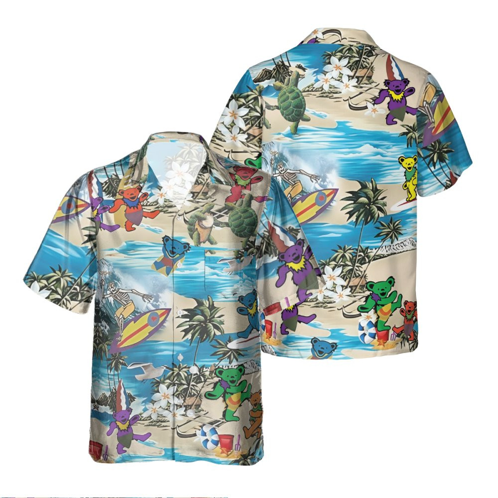 Grateful Dead Dancing Bears Color Hawaiian Shirt 2 Grateful Dead Dancing Bears Color Hawaiian Shirt - Image 2