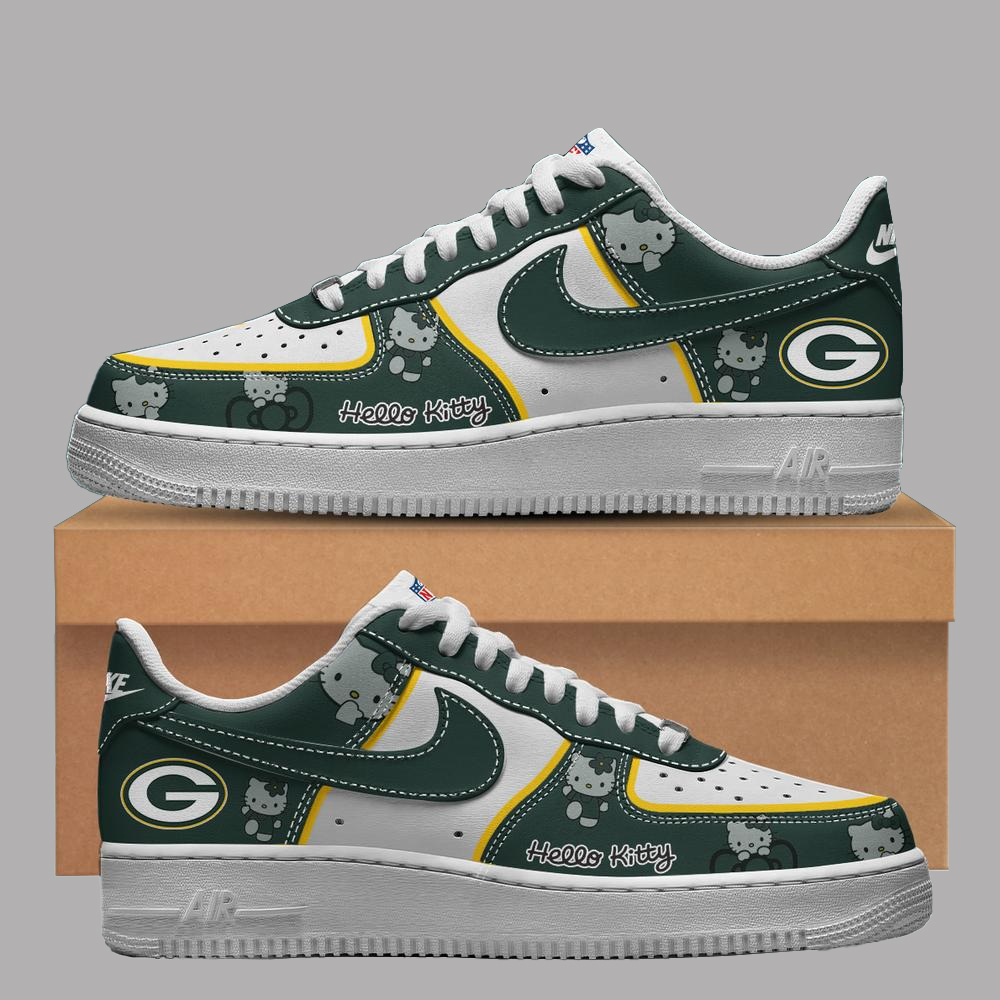 Green Bay Packers x Hello Kitty Air Force 1 Shoes Sneakers 1 Green Bay Packers x Hello Kitty Air Force 1 Shoes Sneakers