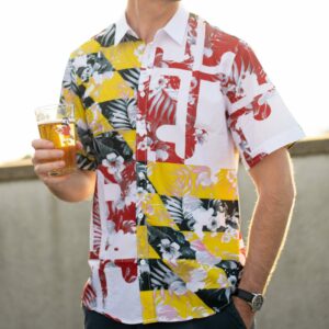 Maryland Flag Floral / Hawaiian Shirt