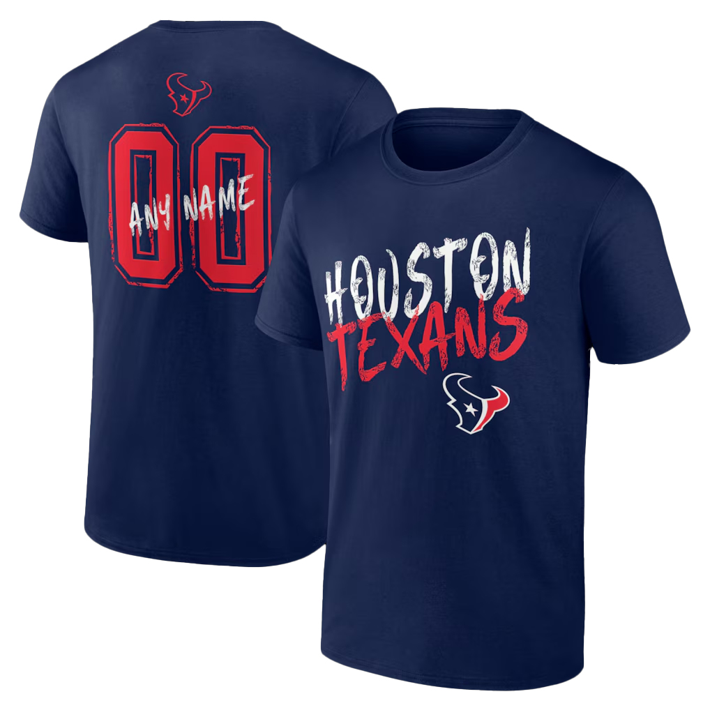 Houston Texans Hustle Personalized Name & Number T-Shirt 1 Houston Texans Hustle Personalized Name & Number T-Shirt